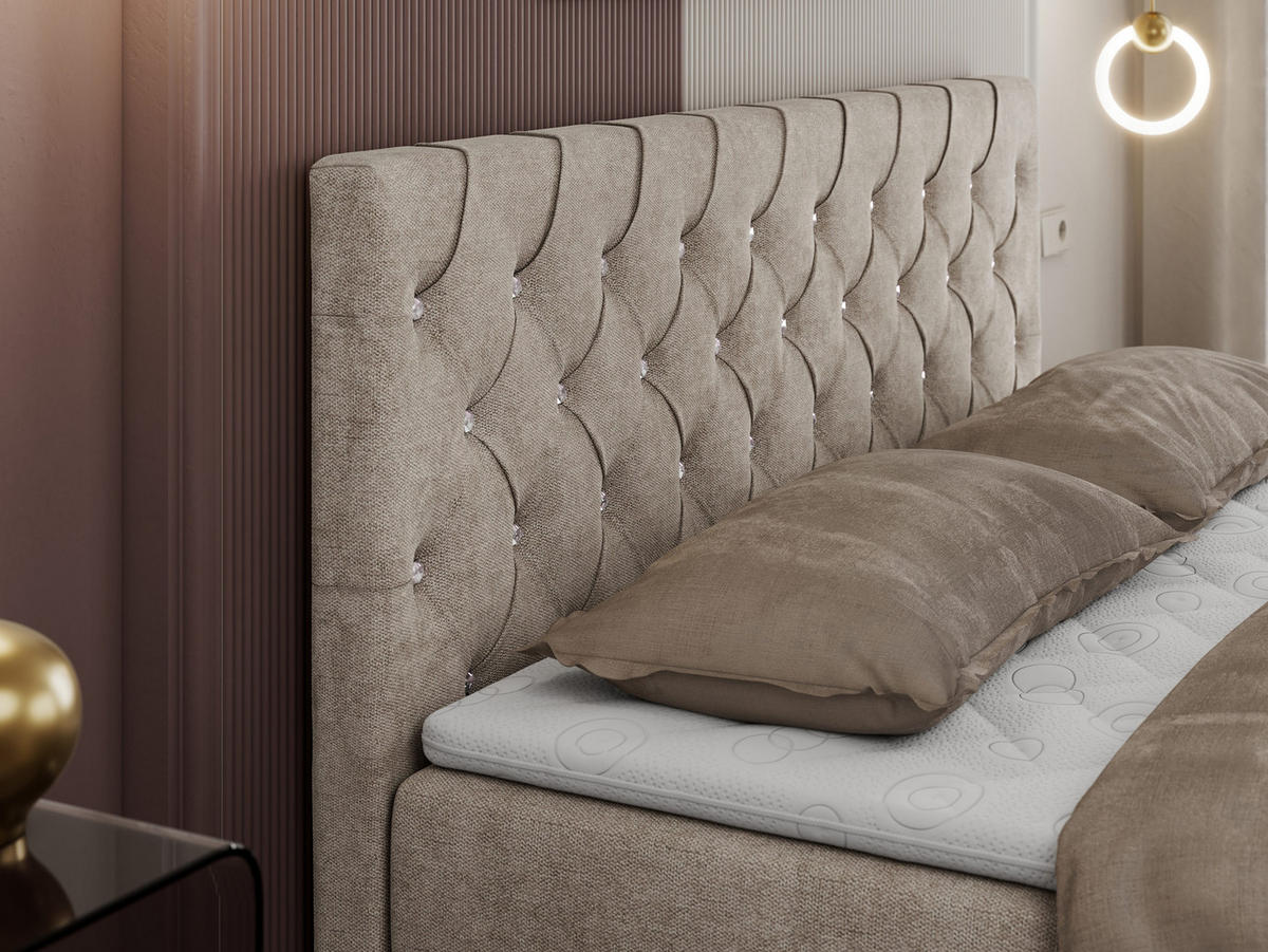 BOXBETT ROMA 120/200 - Beige Strukture - H3 - Beige, Holz/Textil (120/200cm)