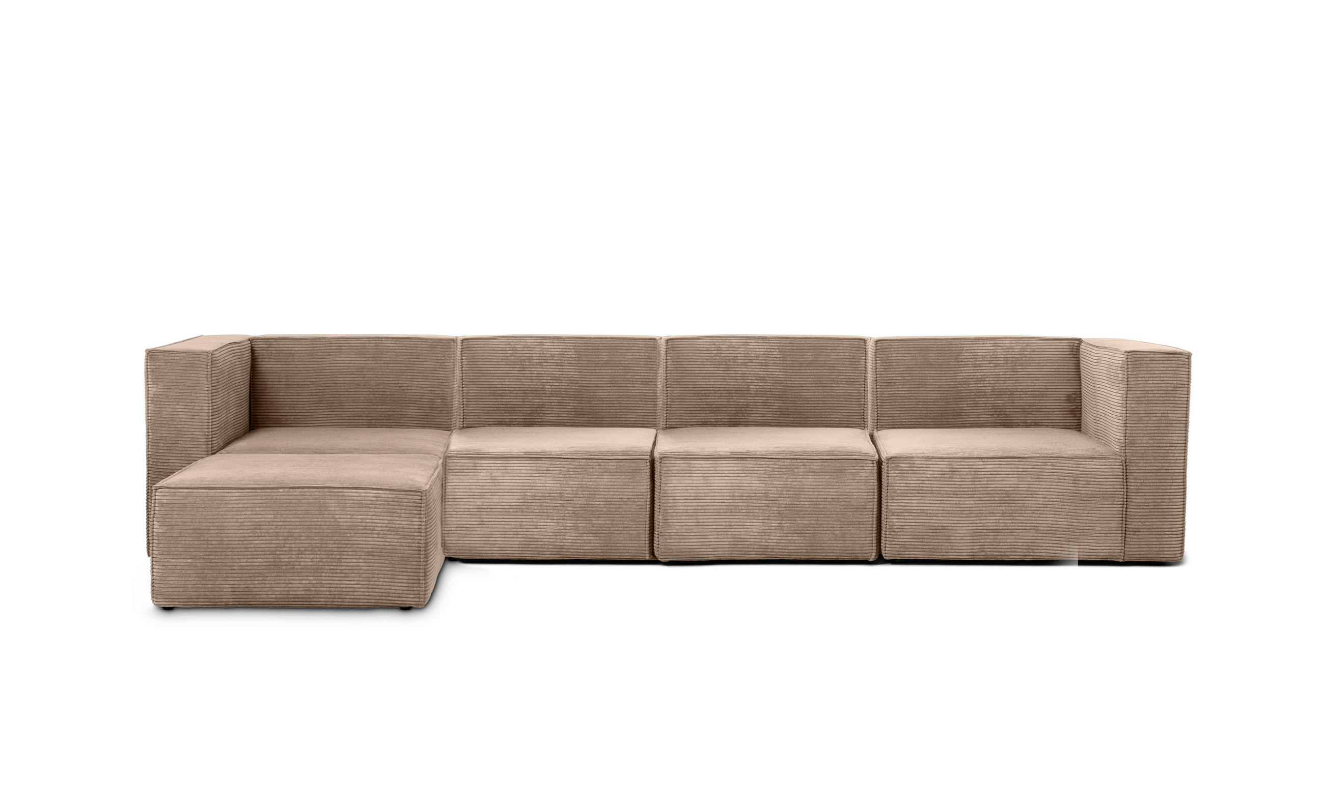 4-SITZER-SOFA Chaiselongue bezogen Steinkord-nicht modular-Samt HARPER - Beige, Textil (100/65/360cm) - RNT By Really Nice Things