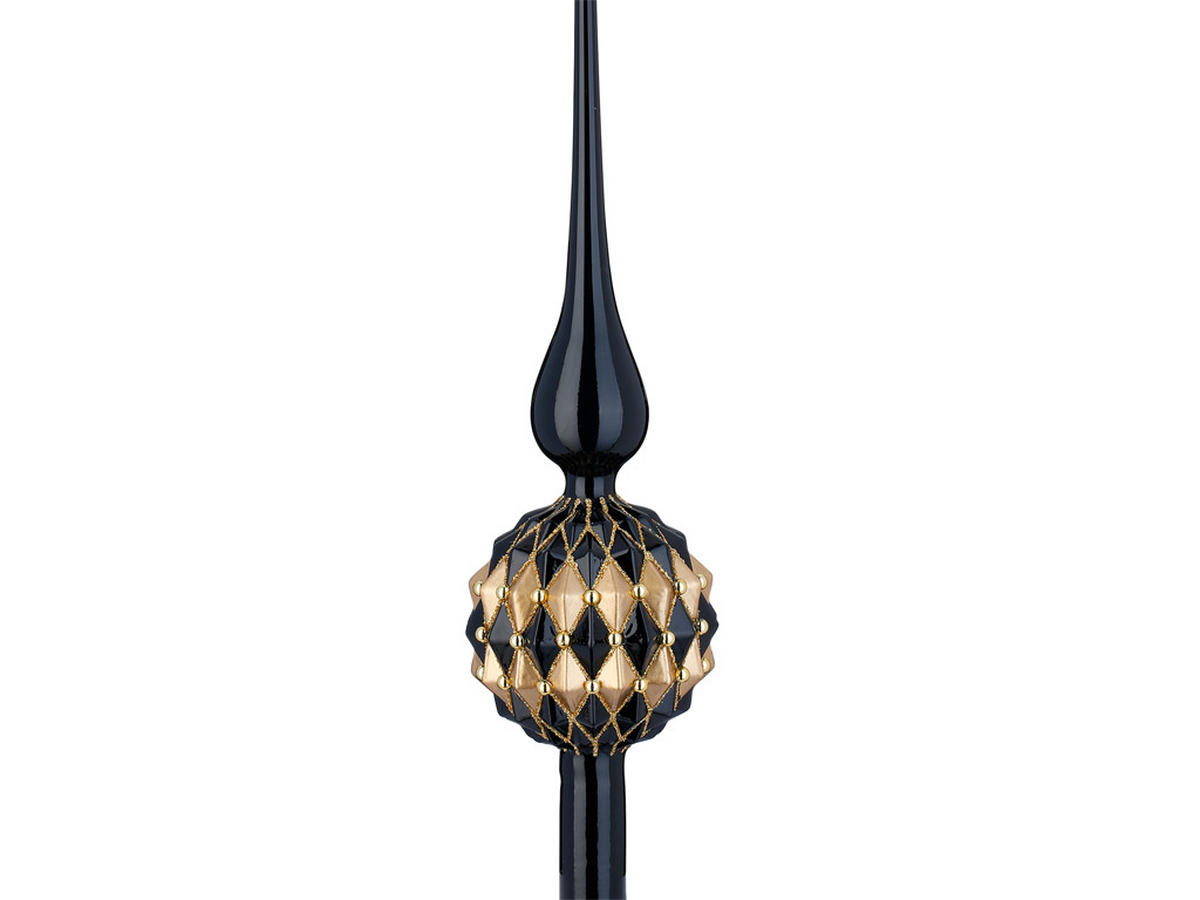 WEIHNACHTSBAUMSPITZE schwarz-gold Glas, 31 cm - Goldfarben/Schwarz, Glas (31cm) - LAALU