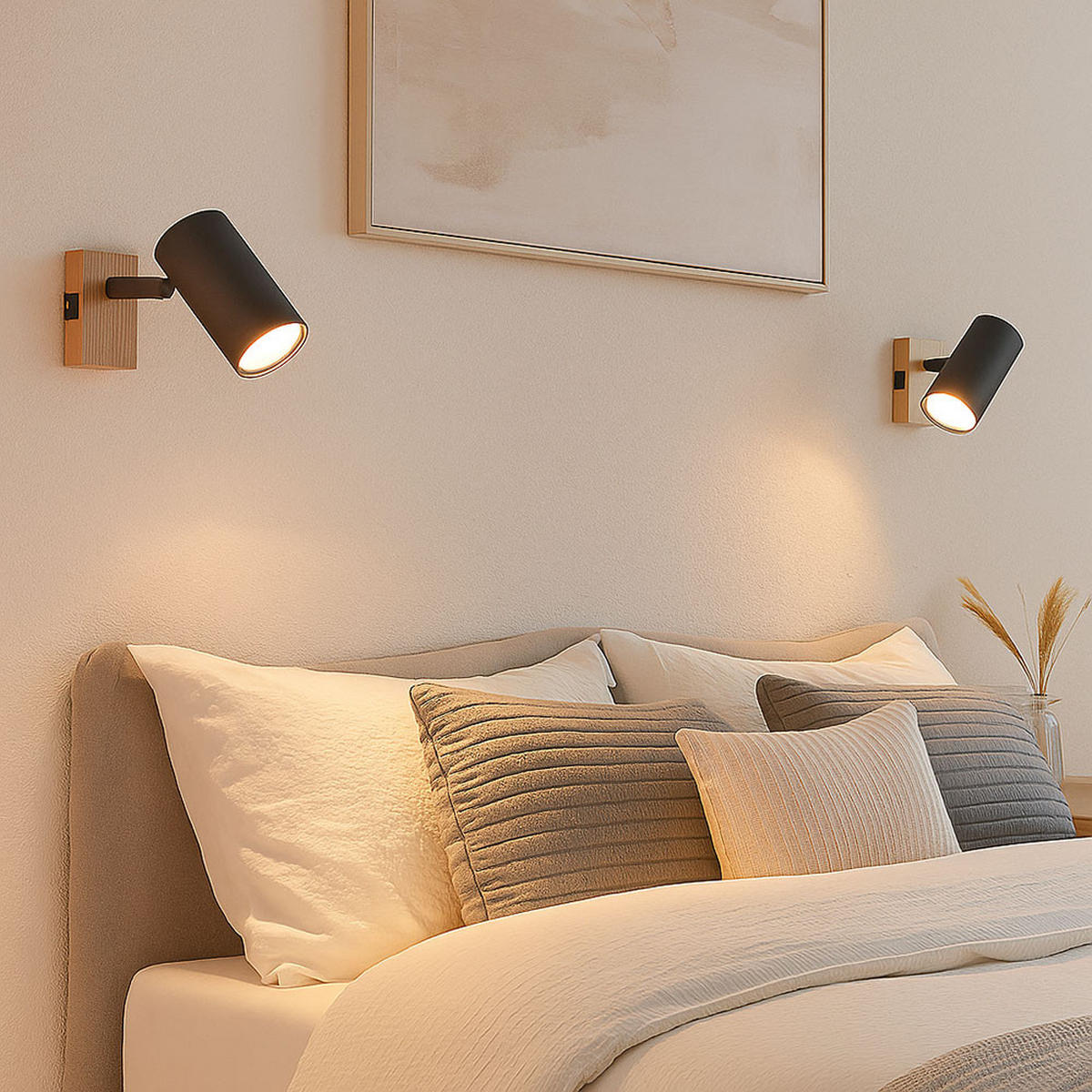 WANDLEUCHTE Metall Holzoptik Grau beweglicher Spot - Grau, Metall (7/10/12cm) - Globo Lighting