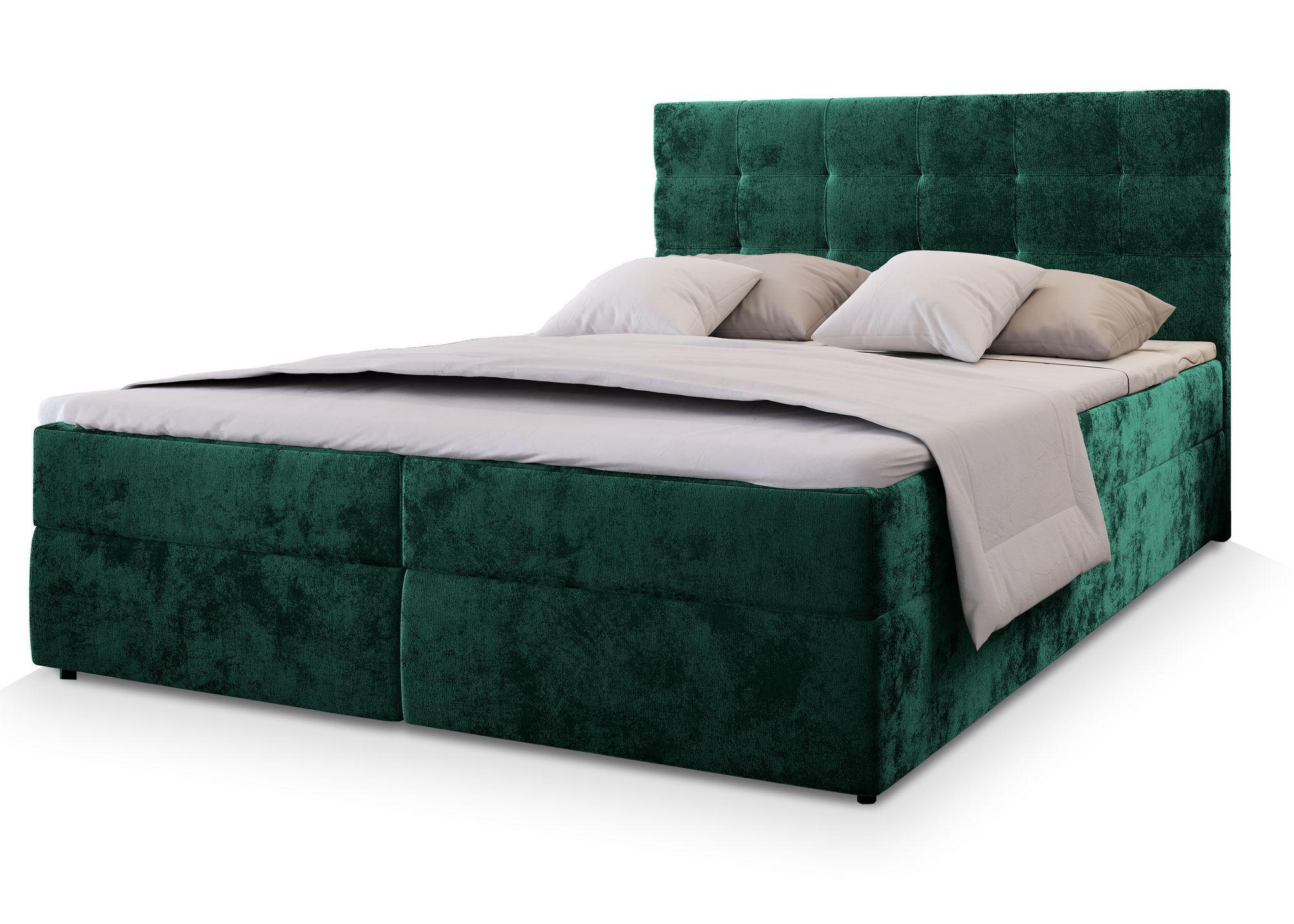 BOXBETT GLOS K 180x200 cm mit Matratze und Topper - Grün - Grün, Holz (180/200cm) - MASSENO