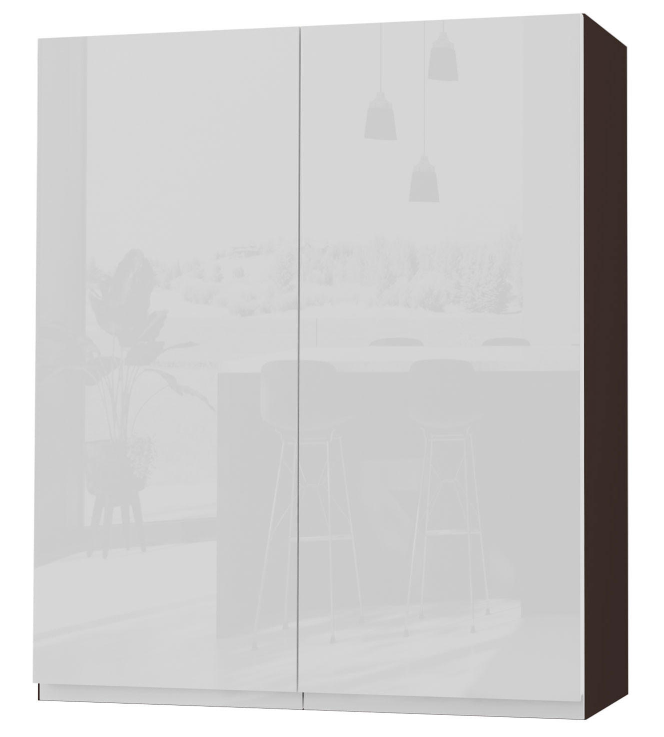 HÄNGESCHRANK Florence W4/80 Lava / RAL 9003 signalweiß HG 80 / 32,5 / 96cm - Dunkelgrau/Weiß Hochglanz, Holz/Holzwerkstoff (80/96/32.5cm) - Feldmann-Wohnen