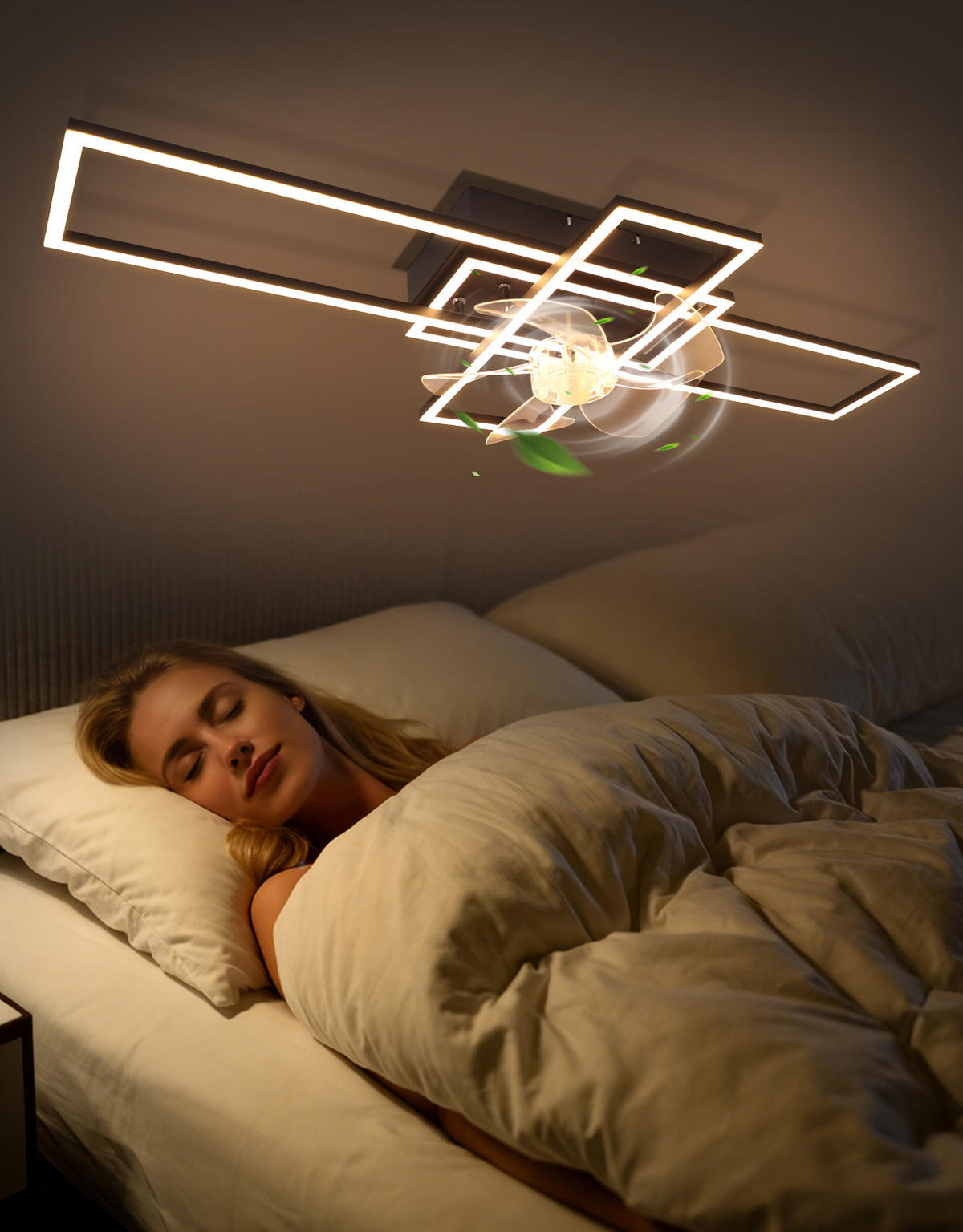 LED DECKENVENTILATOR 42/94/15.5cm - Schwarz, Metall (94/42/15.5cm) - Nettlife