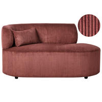 CHAISELONGUE-LINKSSEITIGE Cord Rot Vanvey - Rot/Schwarz, Textil (147/73/78cm) - Beliani