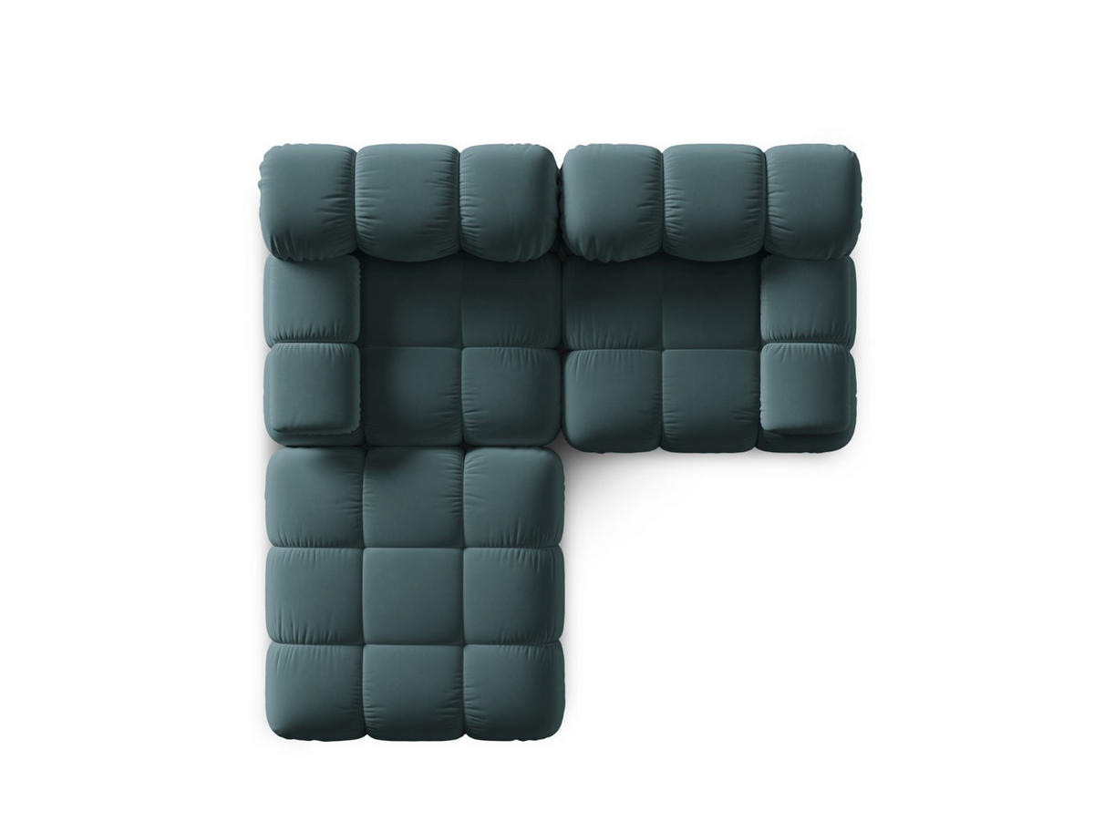 MODULARES-SOFA Bellis aus Samt petrol 3 Sitzplätze - Petrol, Textil (188/63/188cm) - Micadoni