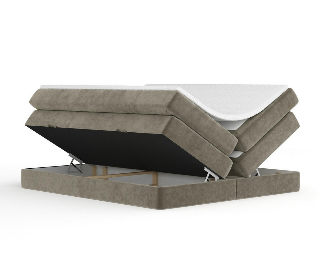 BOXSPRINGBETT Juniper Taupe 160/200 cm - Taupe/Schwarz, Holz/Holzwerkstoff (160/200cm) - Maison de Reve