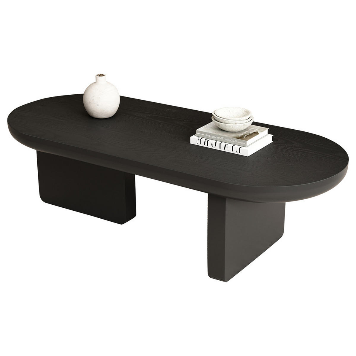 COUCHTISCH 120x50cm Schwarz Modern Minimalistisch Oval Sprühfarbe MDF - Schwarz, Holz (130/59/17cm) - FLIEKS