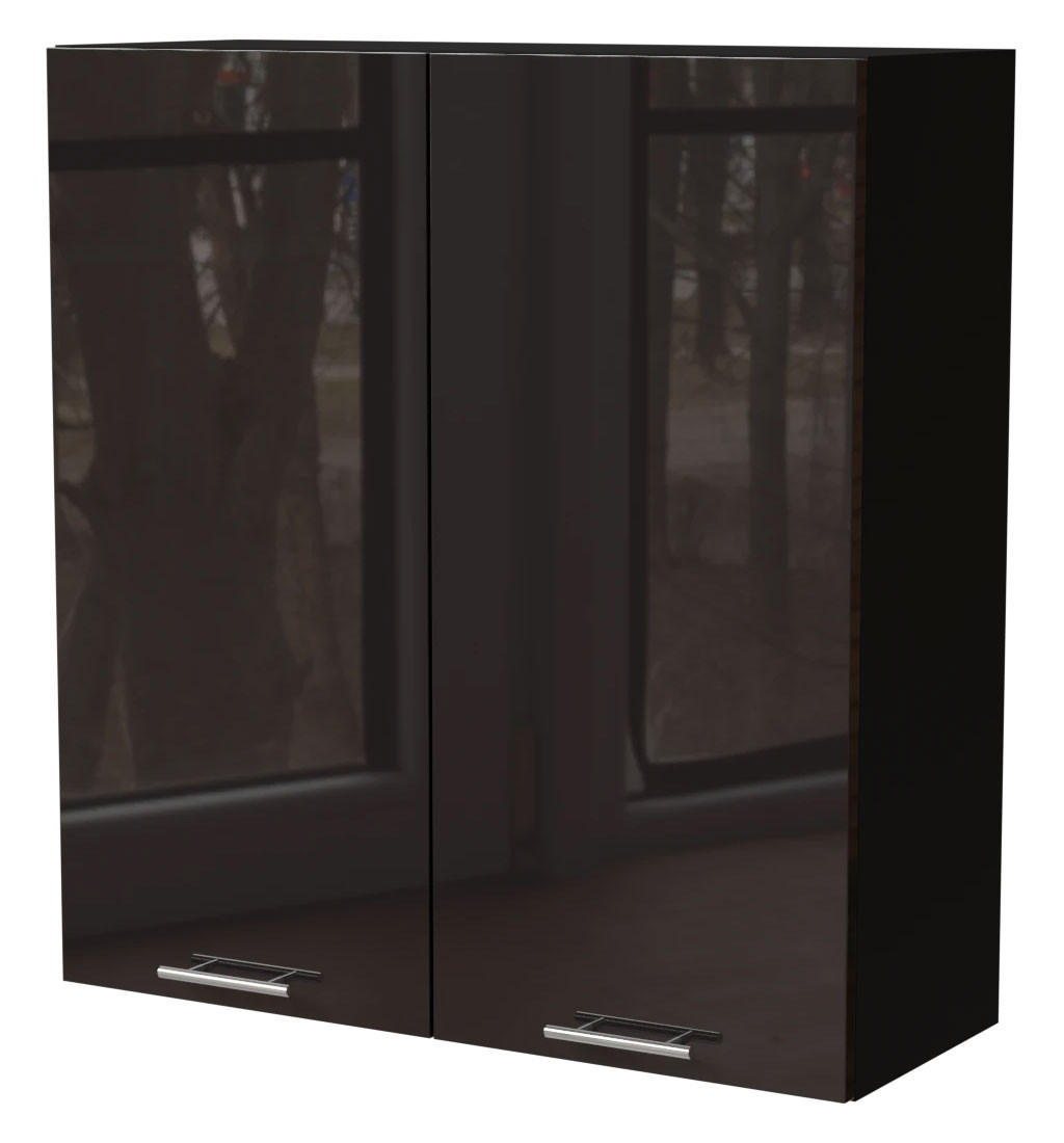 Feldmann-Wohnen Hängeschrank Schwarz Hochglanz, Schwarz 90x96x32.5 cm