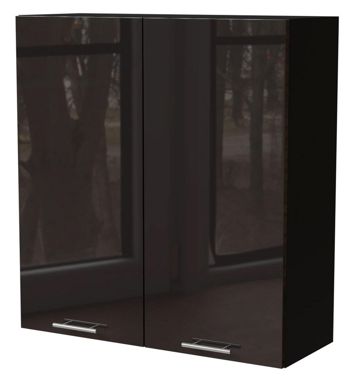 HÄNGESCHRANK Essen W4/90 Schwarz Hochglanz / Schwarz Matt 90 / 32,5 / 96cm - Schwarz Hochglanz/Schwarz, Holz/Holzwerkstoff (90/96/32.5cm) - Feldmann-Wohnen