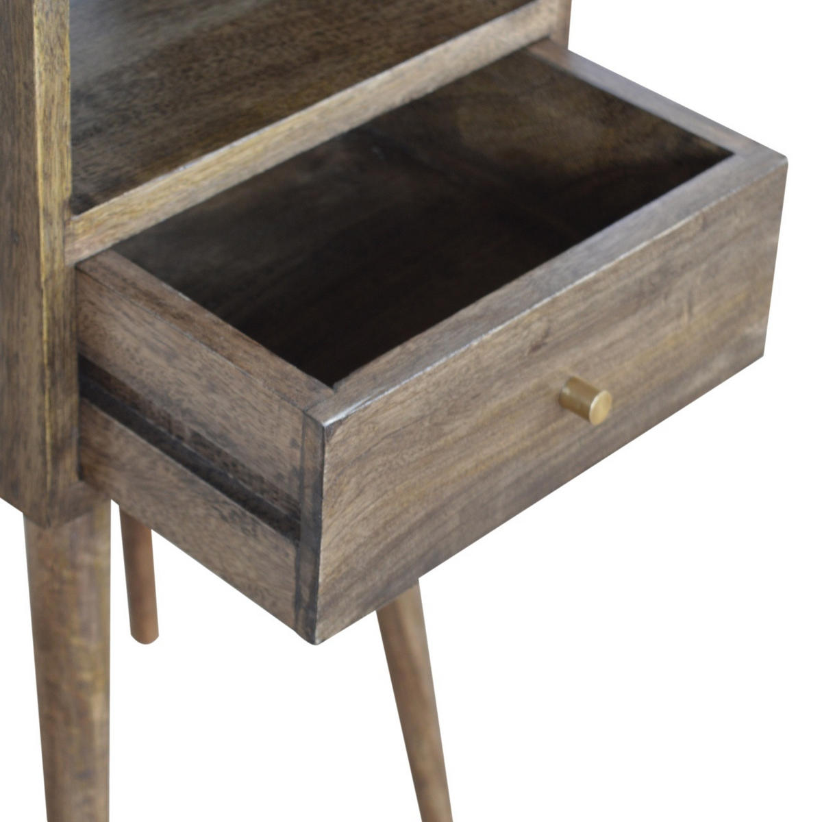 NACHTTISCH 1 Schublade, 1 offenes Regal, Graubraun - Braun, Holz (30/57/30cm) - Artisan Furniture