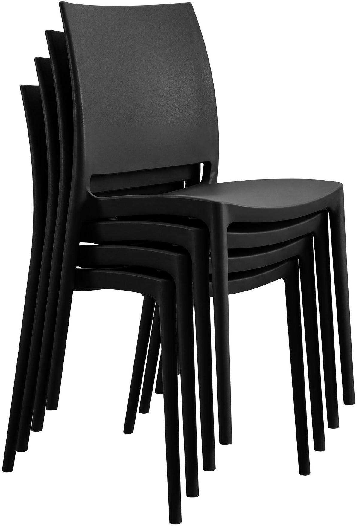 GARTENMÖBEL-SET Greta 4 Stühle 156x156x81cm Kunststoff Schwarz Balkonset - Schwarz, Kunststoff - DELUKE