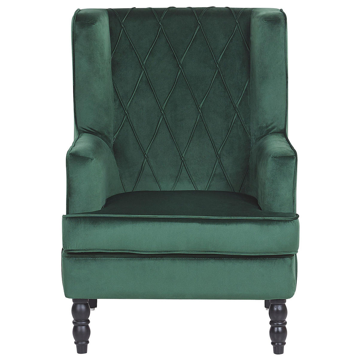 SESSEL Samtstoff grün plus Hocker Sandset - Grün, Textil (72/103/75cm) - Beliani