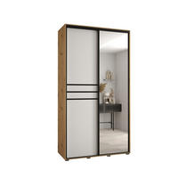 SCHWEBETÜRENSCHRANK 235,2/130/45 2-türig - Schwarz/Weiß, Holz/Metall (130/235/45cm) - Abiks Möbel