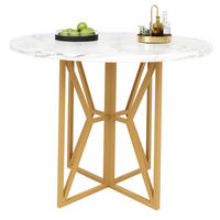 ESSTISCH Rund 80x80x76cm Marmoroptik Goldgestell - Weiß Hochglanz/Goldfarben, Metall (80/80/76cm) - FLIEKS