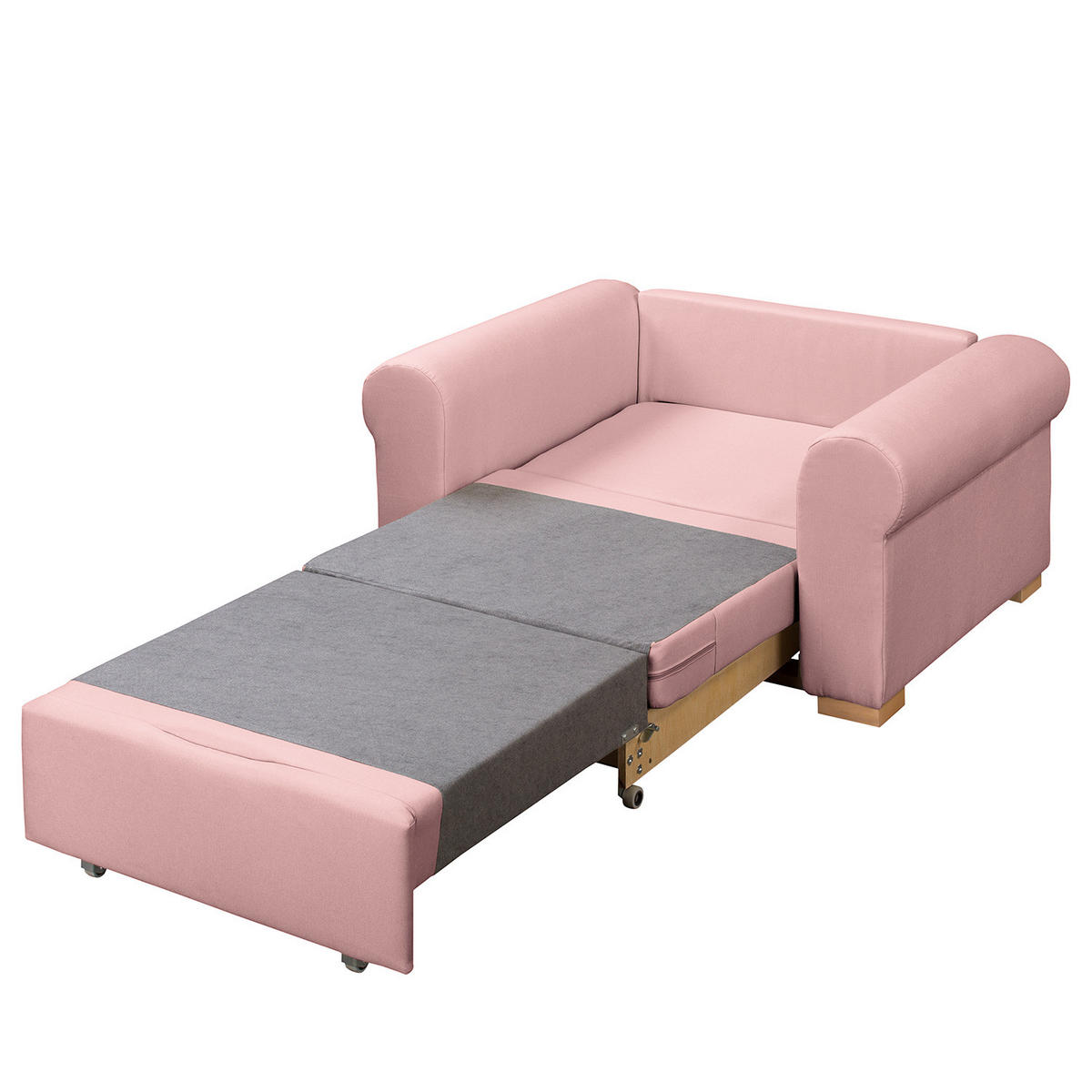 SCHLAFSOFA mit Husse - Buchefarben/Mauve, Buchenholz/Textil (125/90/90cm) - home24