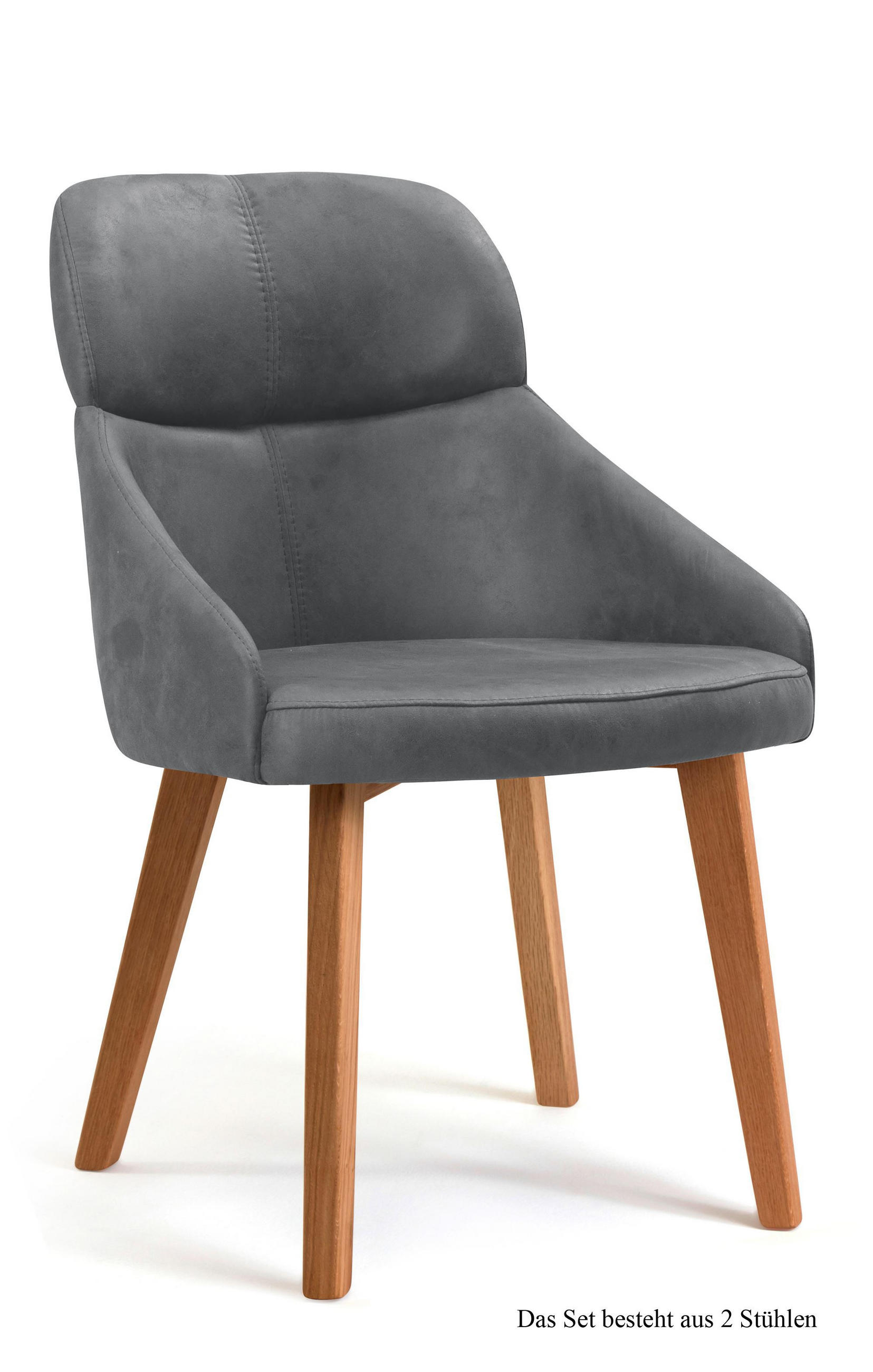 ESSZIMMERSTUHL (2er-Set) Dasya 52x82x63 Eiche geölt/Grau - Eichefarben/Grau, Kunststoff (63/82/52cm) - 58aufmkessel