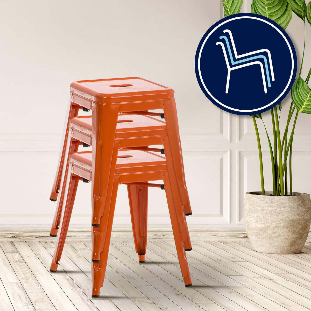 SITZHOCKER Arvida orange - Orange, Metall (40/46/40cm) - TPFLiving