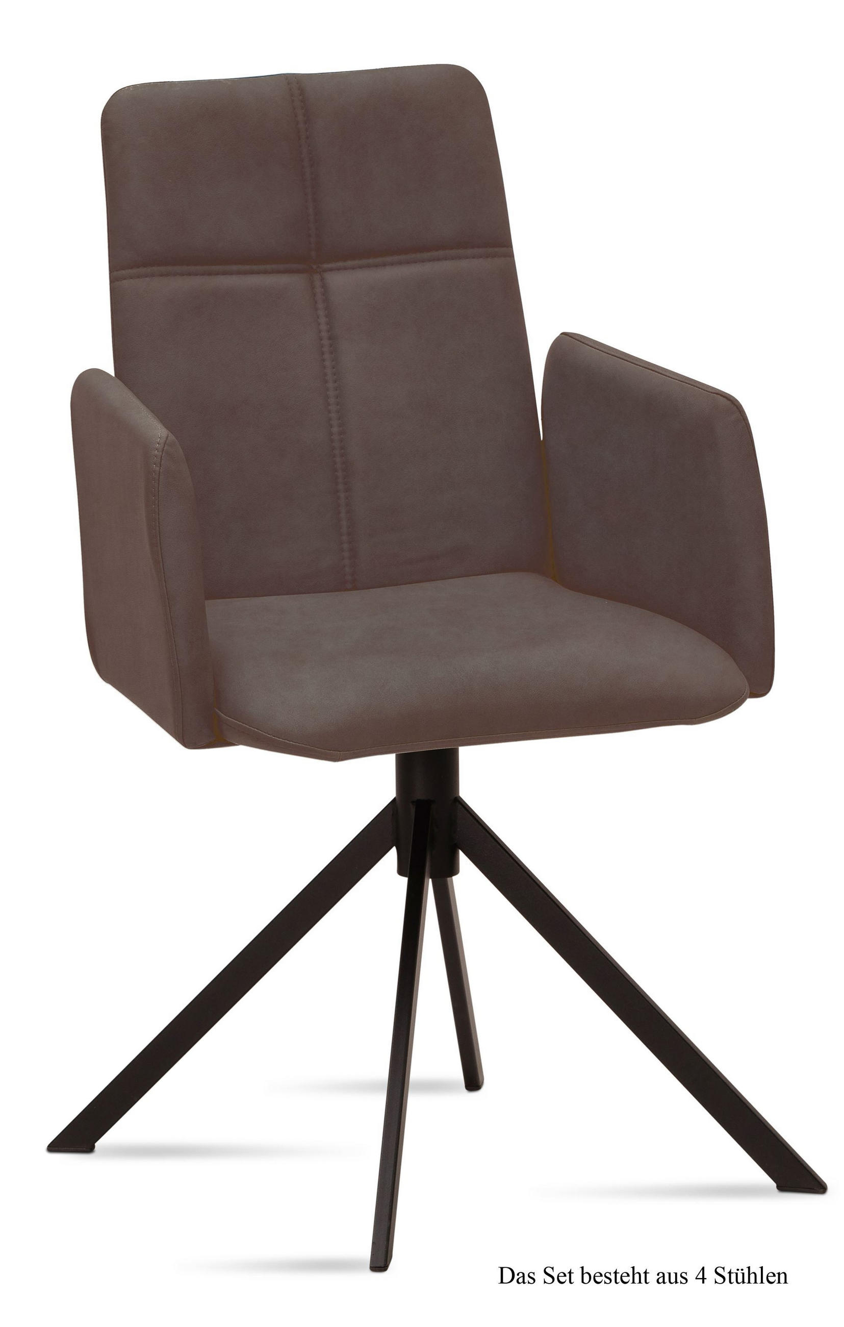 ARMLEHNSTUHL (4er-Set) Druci 52x92x60 Schwarz/Braun - Schwarz/Braun, Kunststoff (60/92/52cm) - 58aufmkessel
