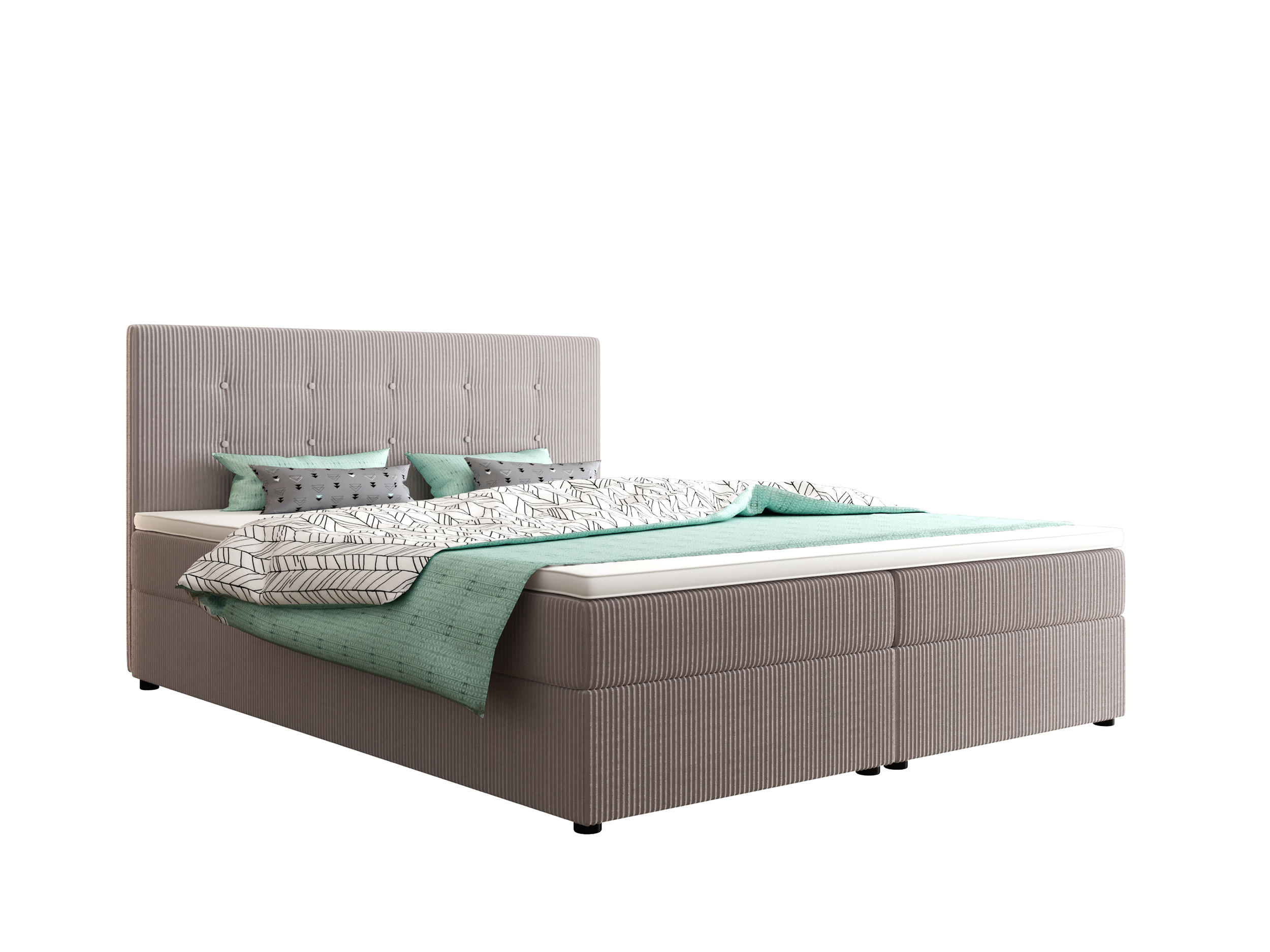 BOXBETT FADO 22 mit Matratze H3, Bonell und Topper 140x200 Zoom 19 - Hellgrau, Holz/Textil (140/200cm) - Bedante