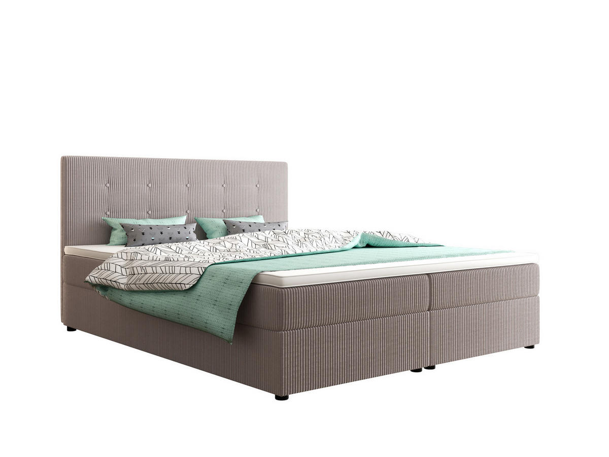 BOXBETT FADO 22 mit Matratze H3, Bonell und Topper 140x200 Zoom 19 - Hellgrau, Holz/Textil (140/200cm) - Bedante
