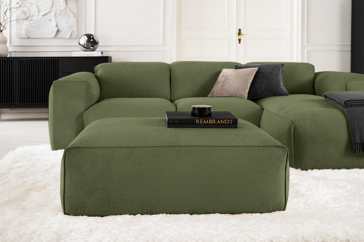 POLSTERHOCKER - Dunkelgrün/Schwarz, Textil (81/38/100cm) - home24