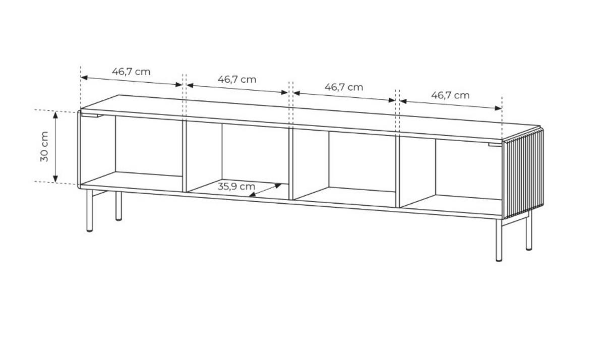 RTV-SCHRANK Tutti Kaschmir, breite TV-Tisch - Kaschmir, Holzwerkstoff/Metall (195/51/40cm) - Bettso