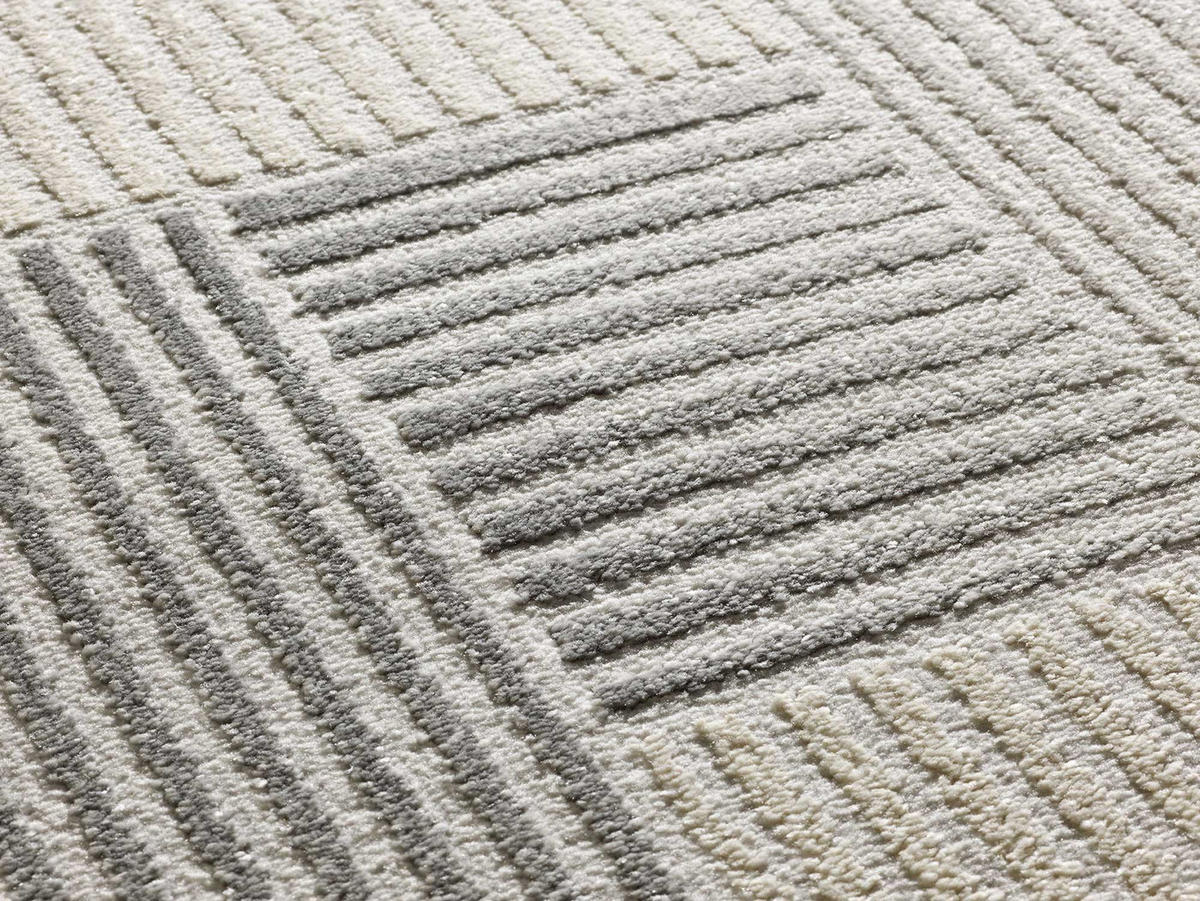 WEBTEPPICH grau Baresa 133/190 cm - Creme/Grau, Naturmaterialien/Textil (133/190cm) - Atticgo