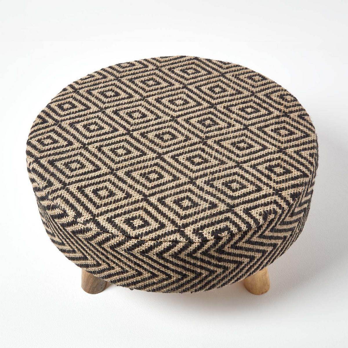 SITZHOCKER Jute gemustert, 62/62/30 cm - Schwarz, Textil (62/30/62cm) - Homescapes