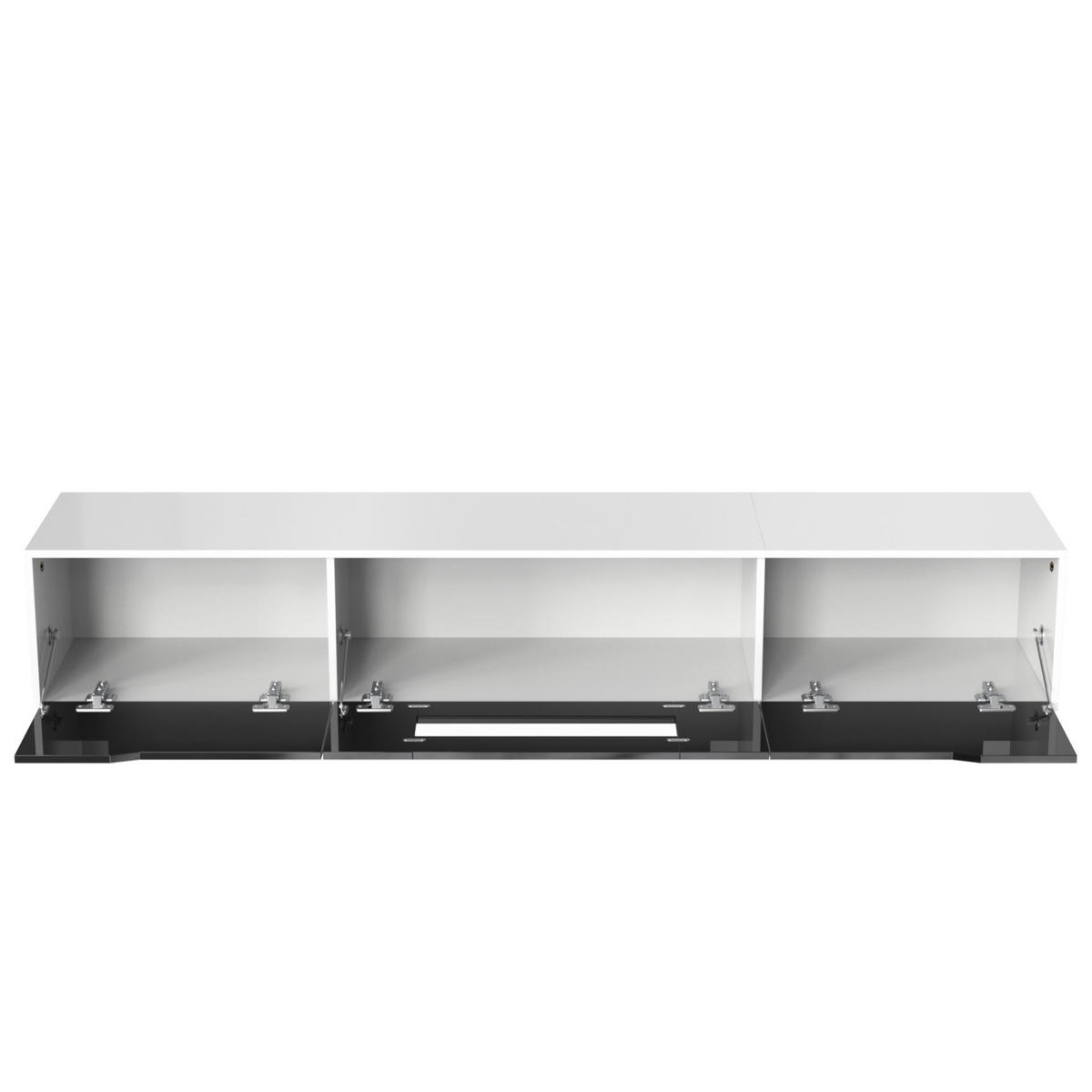 TV-LOWBOARD hängend zur Wandmontage mit LED, Hochglanz, modern - Schwarz, Holz (180/35/30cm) - PARAFTA HOME