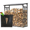 KAMINHOLZREGAL Außen 185x70x185 cm Metall Anthrazit mit Wetterschutz 2,3 m³ / 3,5 SRM - Anthrazit/Schwarz, Metall (185/185/70cm) - QUICK STAR
