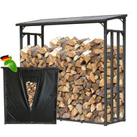 KAMINHOLZREGAL Außen 185x70x185 cm Metall Anthrazit mit Wetterschutz 2,3 m³ / 3,5 SRM - Anthrazit/Schwarz, Metall (185/185/70cm) - QUICK STAR