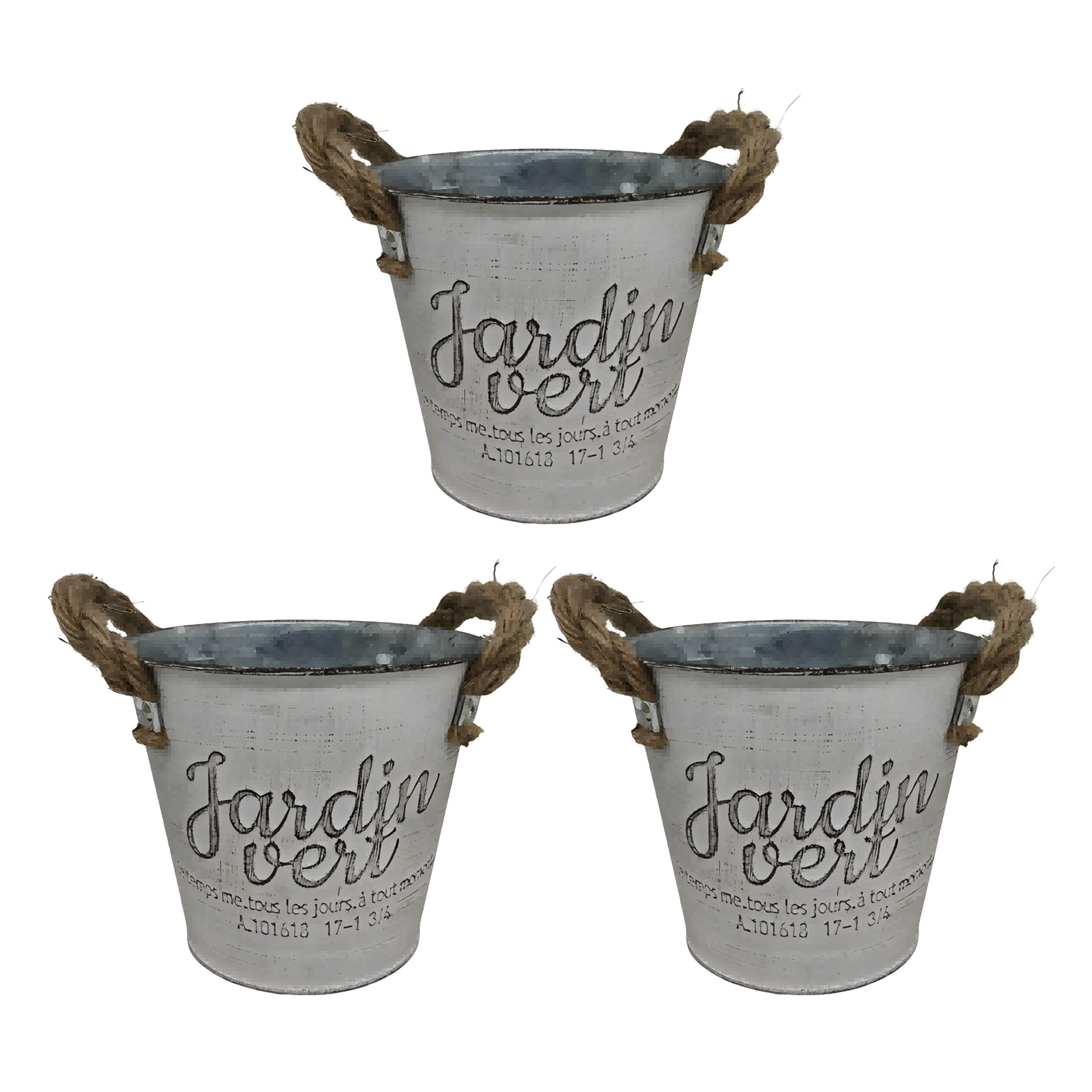 SADA 3 kvetináčov - sivá, kov/textil (14/12.5/14cm) - Relaxdays