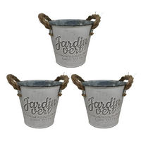 SADA 3 kvetináčov - sivá, kov/textil (14/12.5/14cm) - Relaxdays