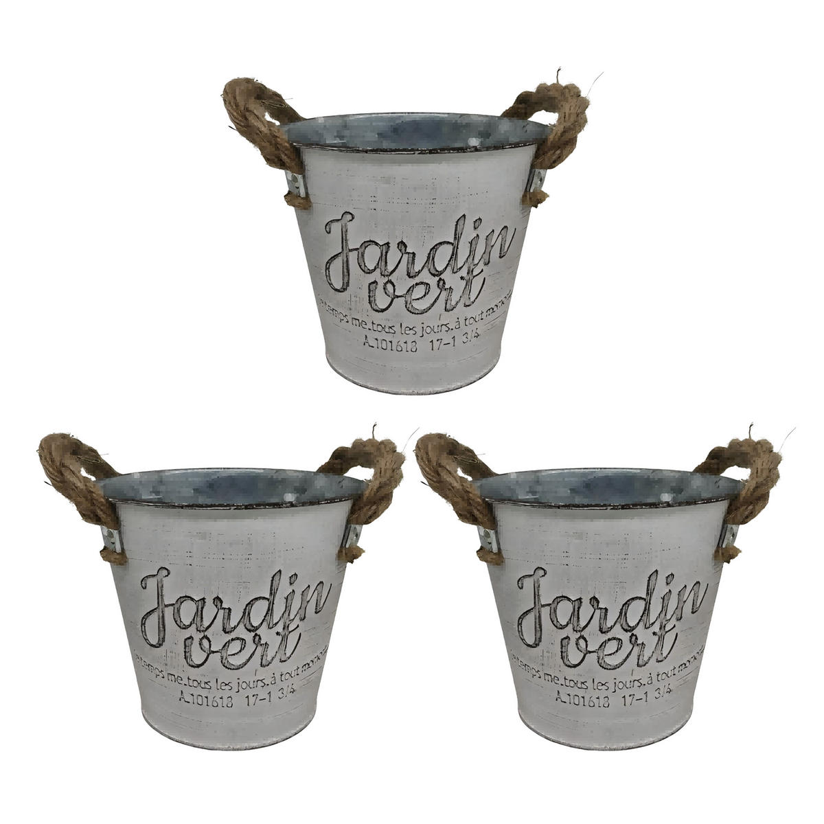 SADA 3 kvetináčov - sivá, kov/textil (14/12.5/14cm) - Relaxdays