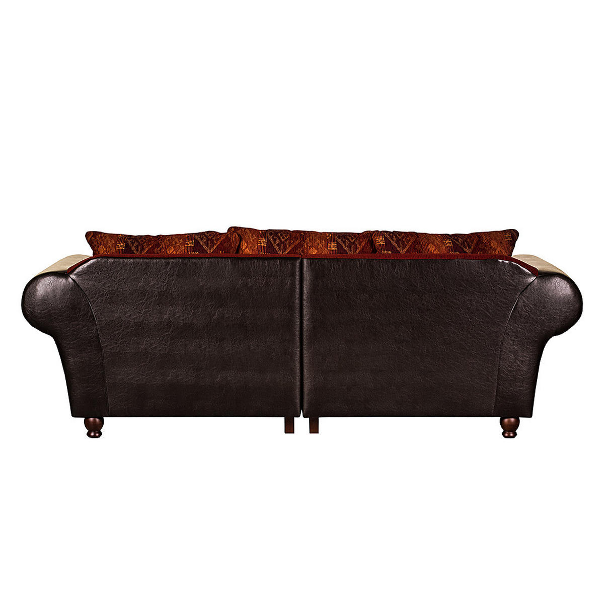 BIGSOFA - Kunstleder / Webstoff, Dunkelbraun / Rot - Dunkelbraun, Kunststoff (250/83/96cm) - home24