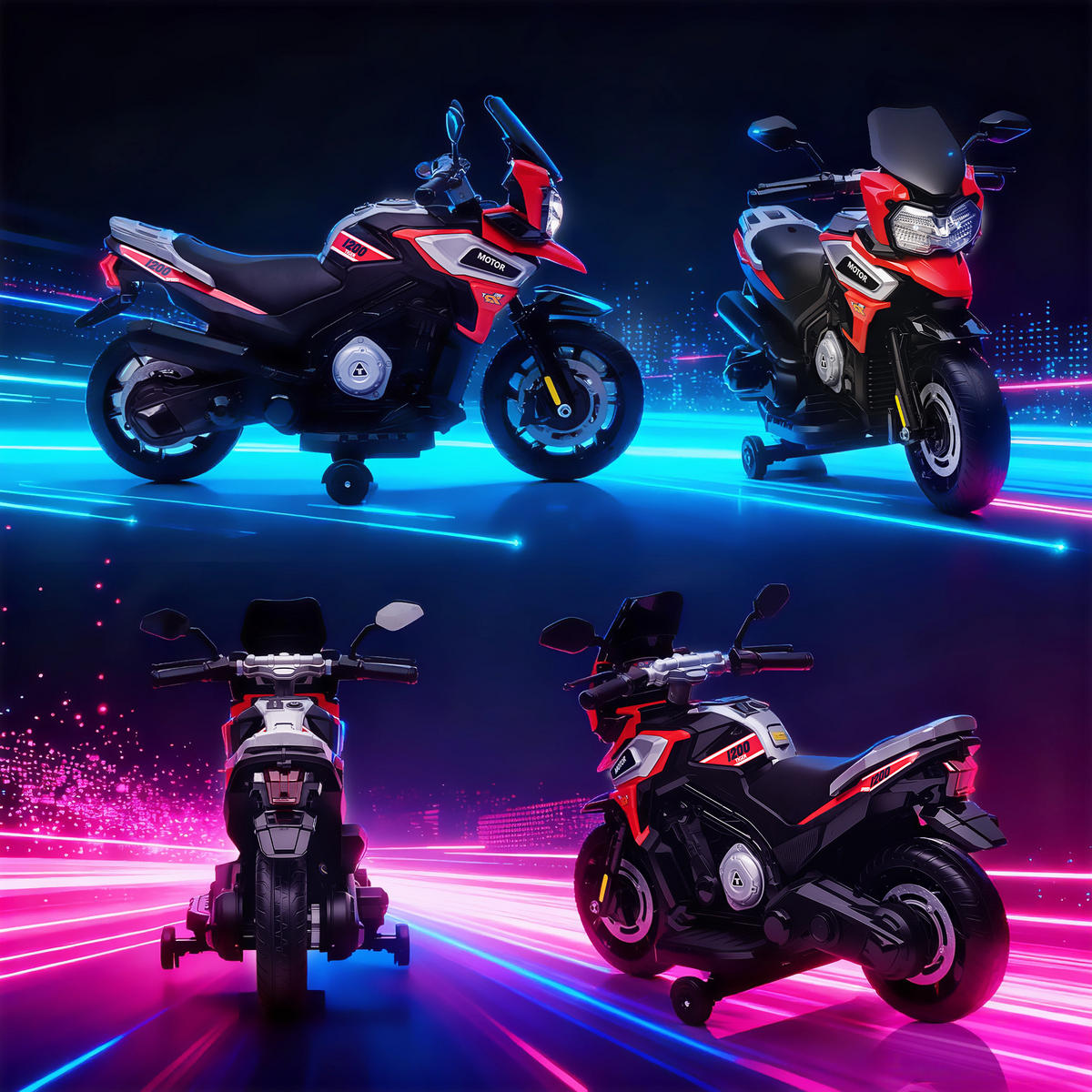 ELEKTRO-MOTORRAD DE-06228 mit Hilfsrädern, Lichtern und Musik Rot - Rot, Kunststoff/Metall (85.5/44.5/56cm) - ComfortXL