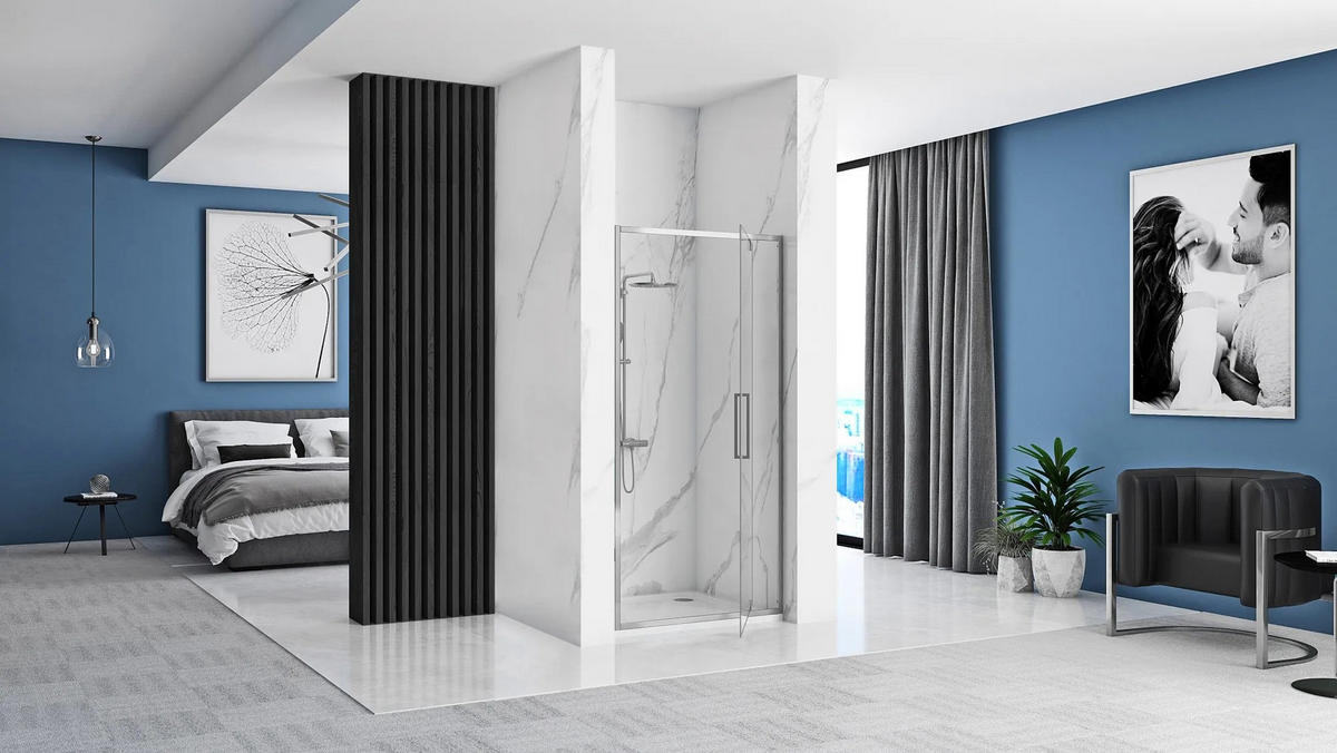 DUSCHTÜR Rea Rapid Swing Chrom 90 - Chromfarben, Glas (90.5/195cm) - REA