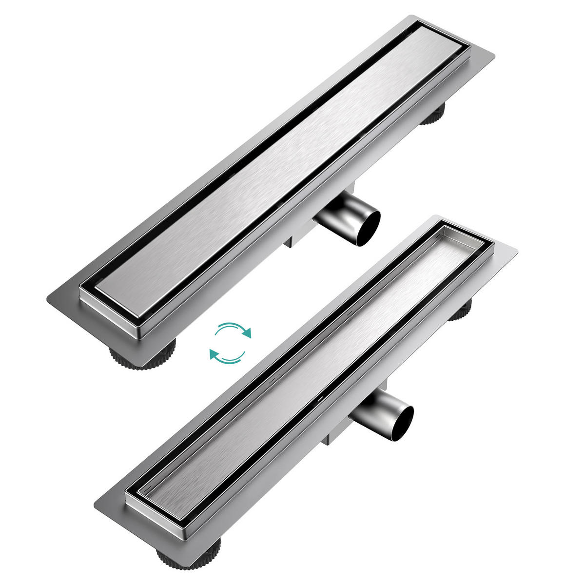 DUSCHRINNE Edelstahl Dusche & Bad 50/11 cm - Chromfarben, Metall (11/9/50cm) - EMKE