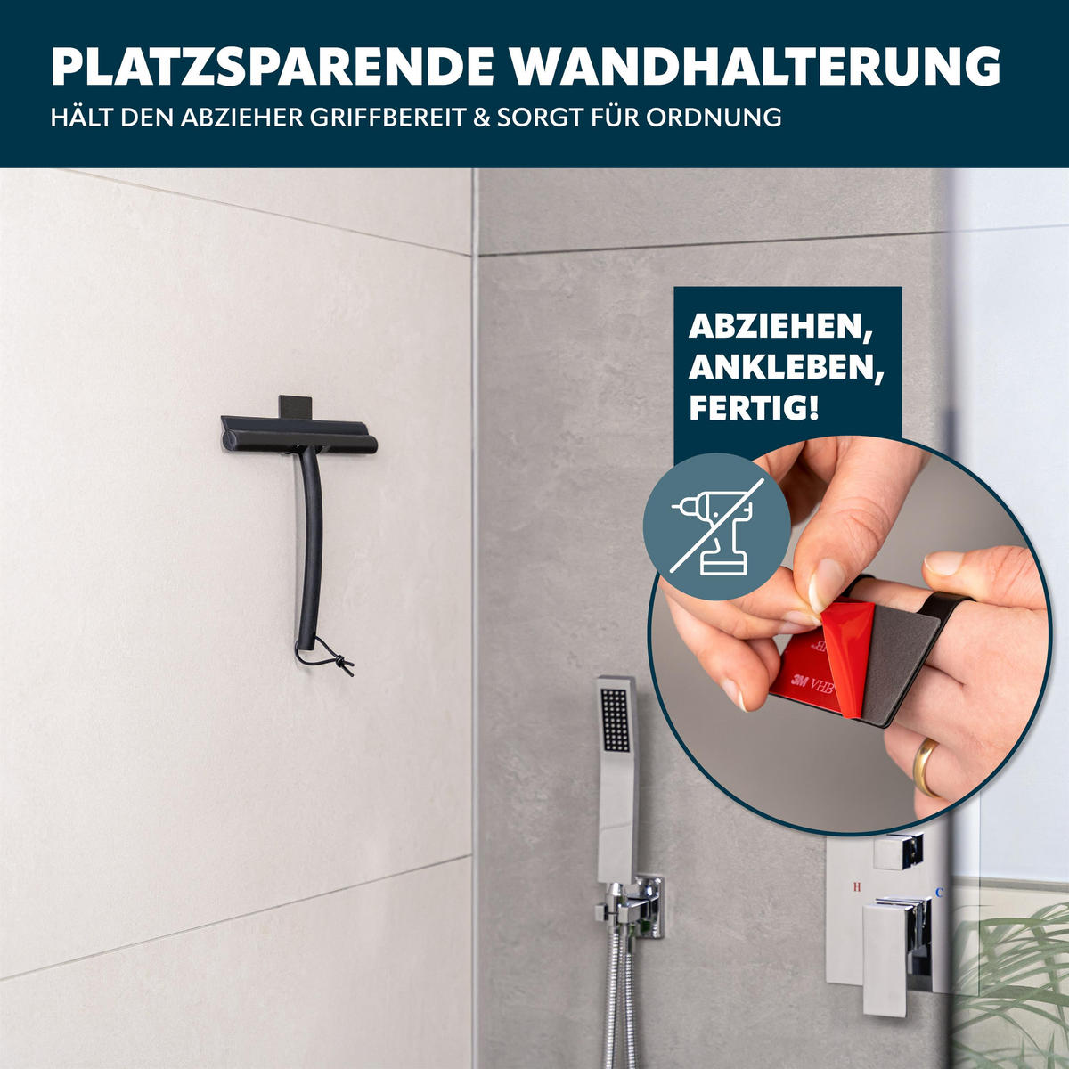 DUSCHABZIEHER, schwarz - Schwarz, Metall (24/20/2cm) - bremermann