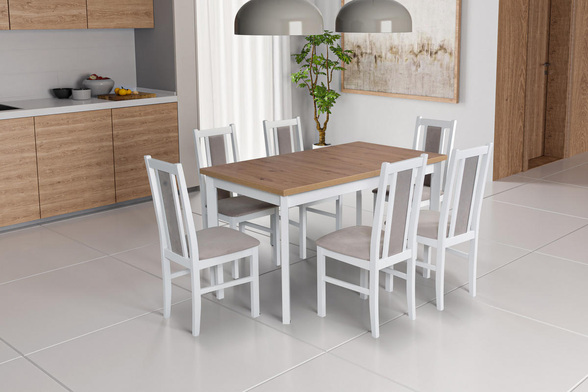 ESSTISCH Modena 1 M P, 140/80 cm, - Schwarz/Eiche Artisan, Holz (80/140/78cm) - Leaf Design