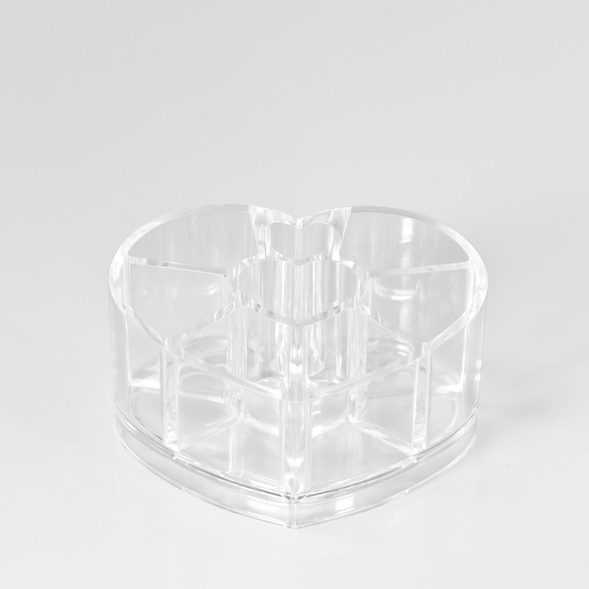 KOSMETIKORGANIZER, mit 8 Fächern, Herzform - Transparent, Kunststoff (11.5/9.5/6cm) - bremermann