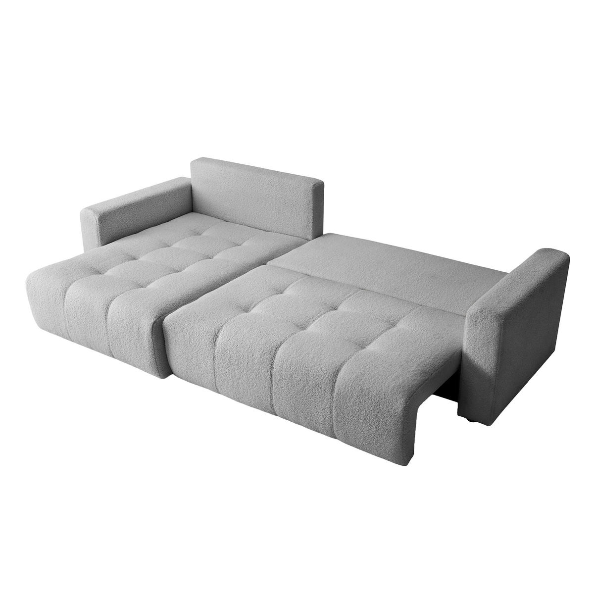ECKSOFA WALONGO mit Schlaffunktion, Hellgrau - Hellgrau, Textil (261/143cm) - Fedve
