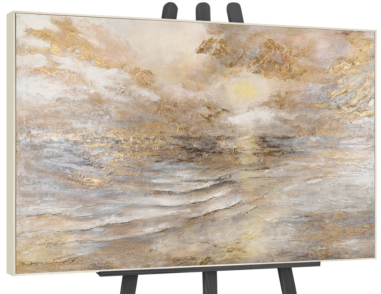 GEMÄLDE Meeresleuchten Schattenfugenrahmen Beige 140x100 cm - Beige, Holz (140/100cm) - YS-art gallery