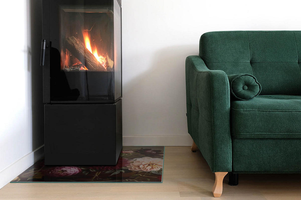 GLASPLATTE für Kamin 60x60 cm Bordeaux - Weinrot, Glas (60/60/0.4cm) - ArtPrintCave