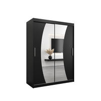 SCHWEBETÜRENSCHRANK 200/150/62 2-türig - Silberfarben/Schwarz, Holz/Kunststoff (150/200/62cm) - MÖBEL KRYSPOL