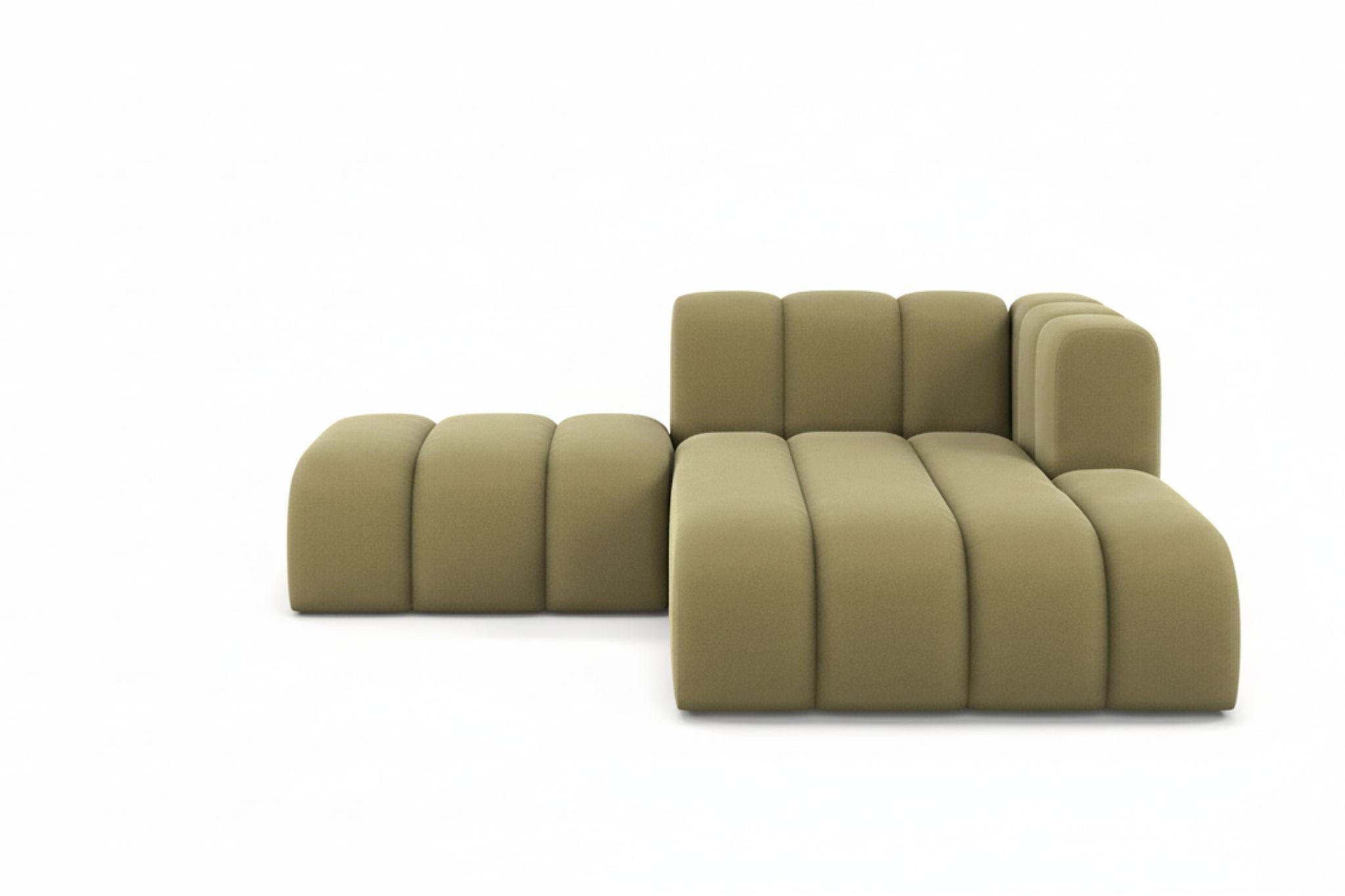 CHAISELONGUE Mit Hocker Grand, Veloursstoff Salvador, Olive, Rechts - Olivgrün, Holz (204/179cm) - Kaiser Möbel