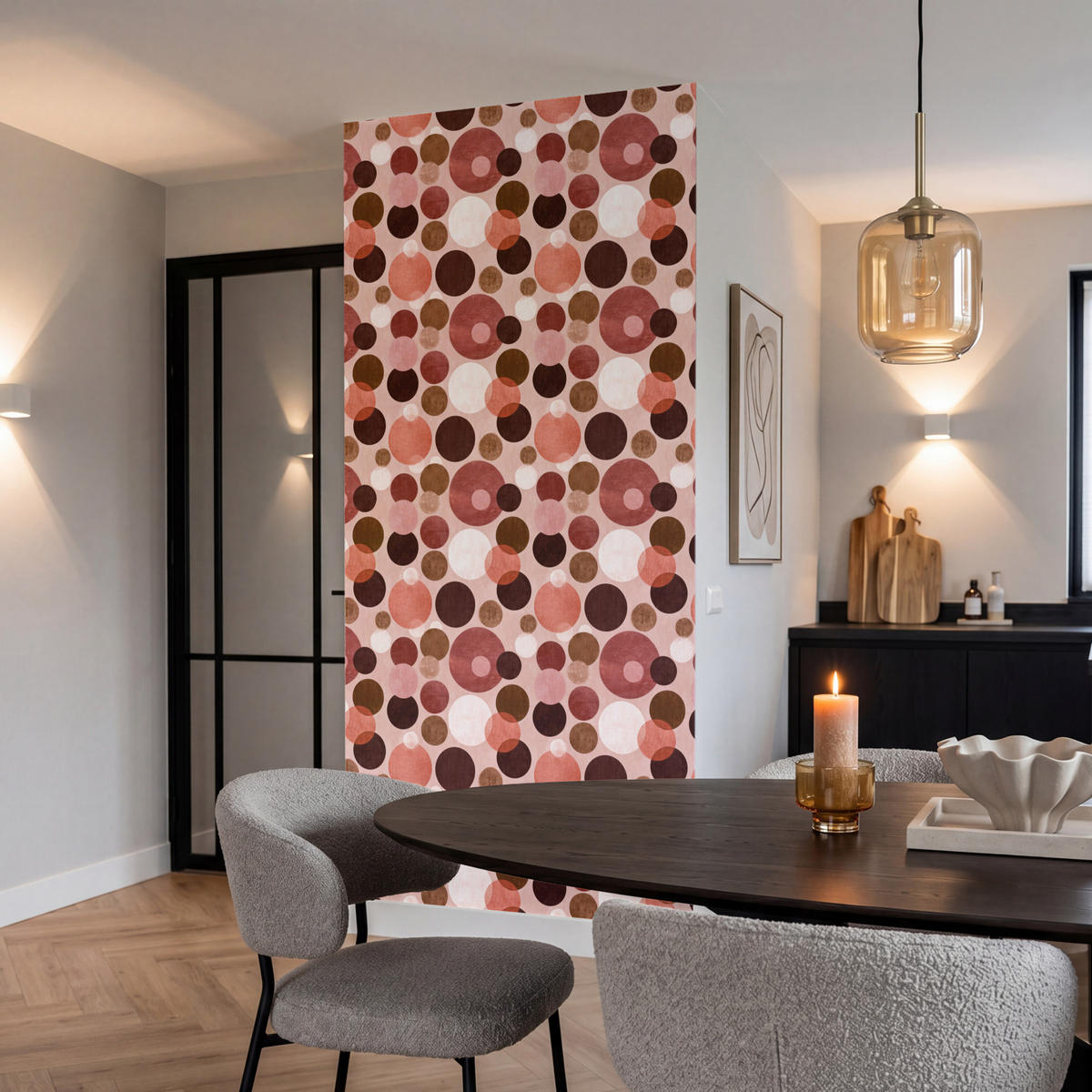 TAPETE - Kreise - Modern - Farbenfroh - 120x260 cm - Multicolor, Papier (120/260cm) - OnlyWow