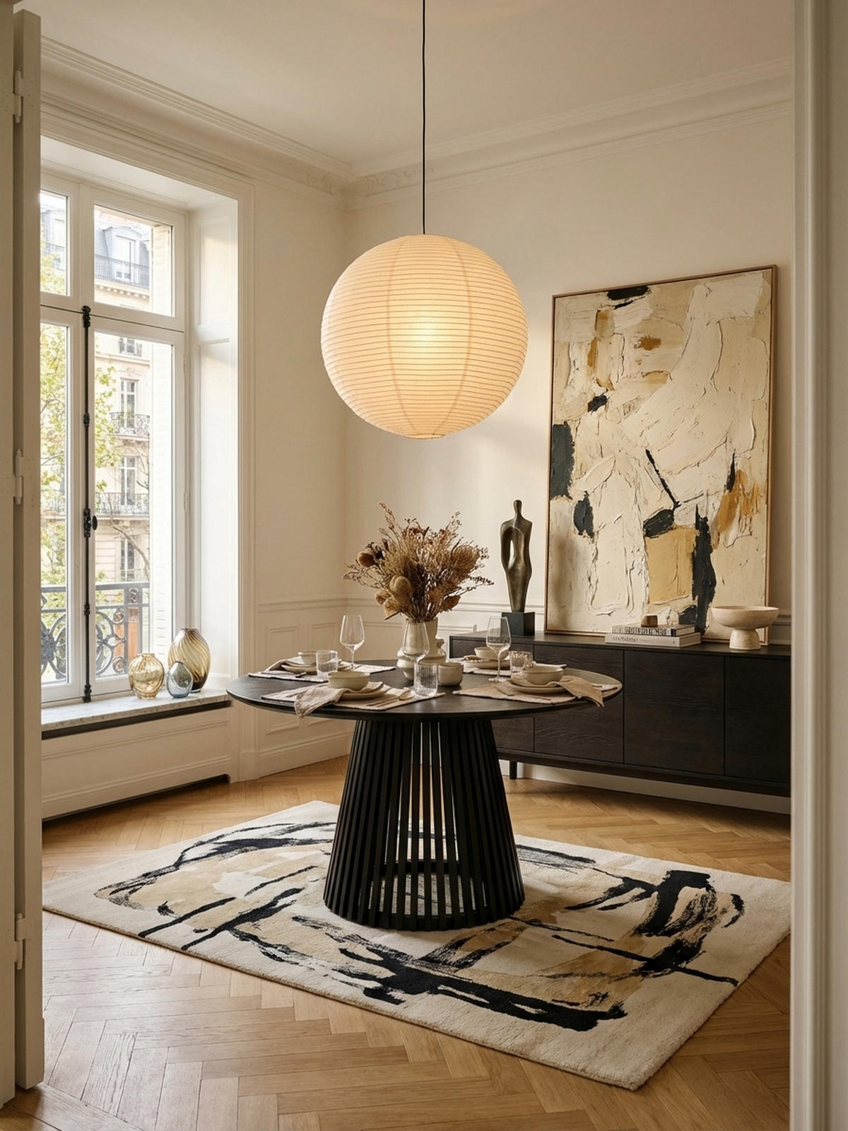 ESSTISCH – Rund Mango Massivholz Lamellengestell Matt-Schwarz handgefertigt - Schwarz, Mangoholz/Holz (120/120/77cm) - KADIMA DESIGN