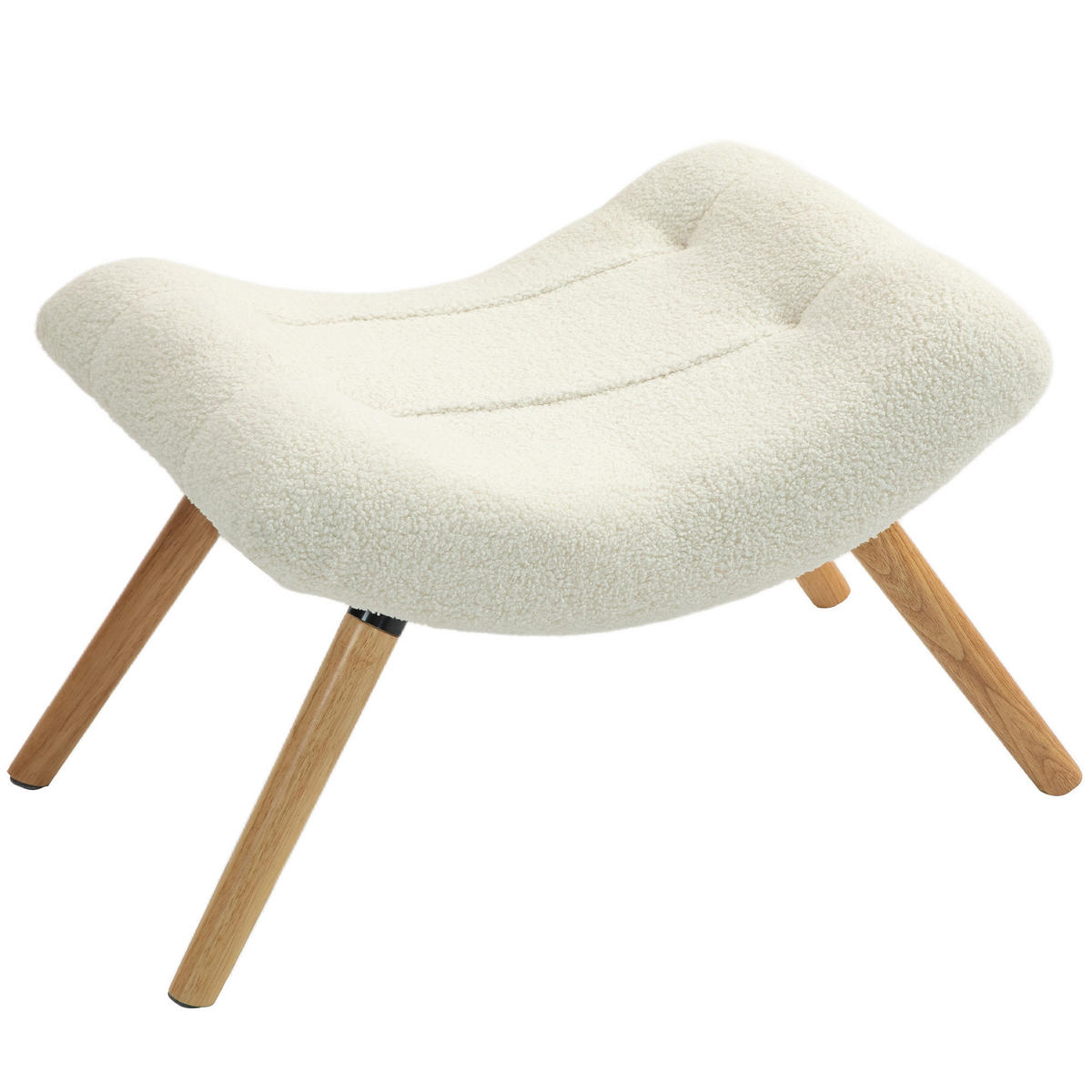 FUSSHOCKER DE-07133 Fleece-Bezug, Holzbeine, gepolstert Cremeweiß - Creme, Holz/Textil (45/38/67cm) - ComfortXL