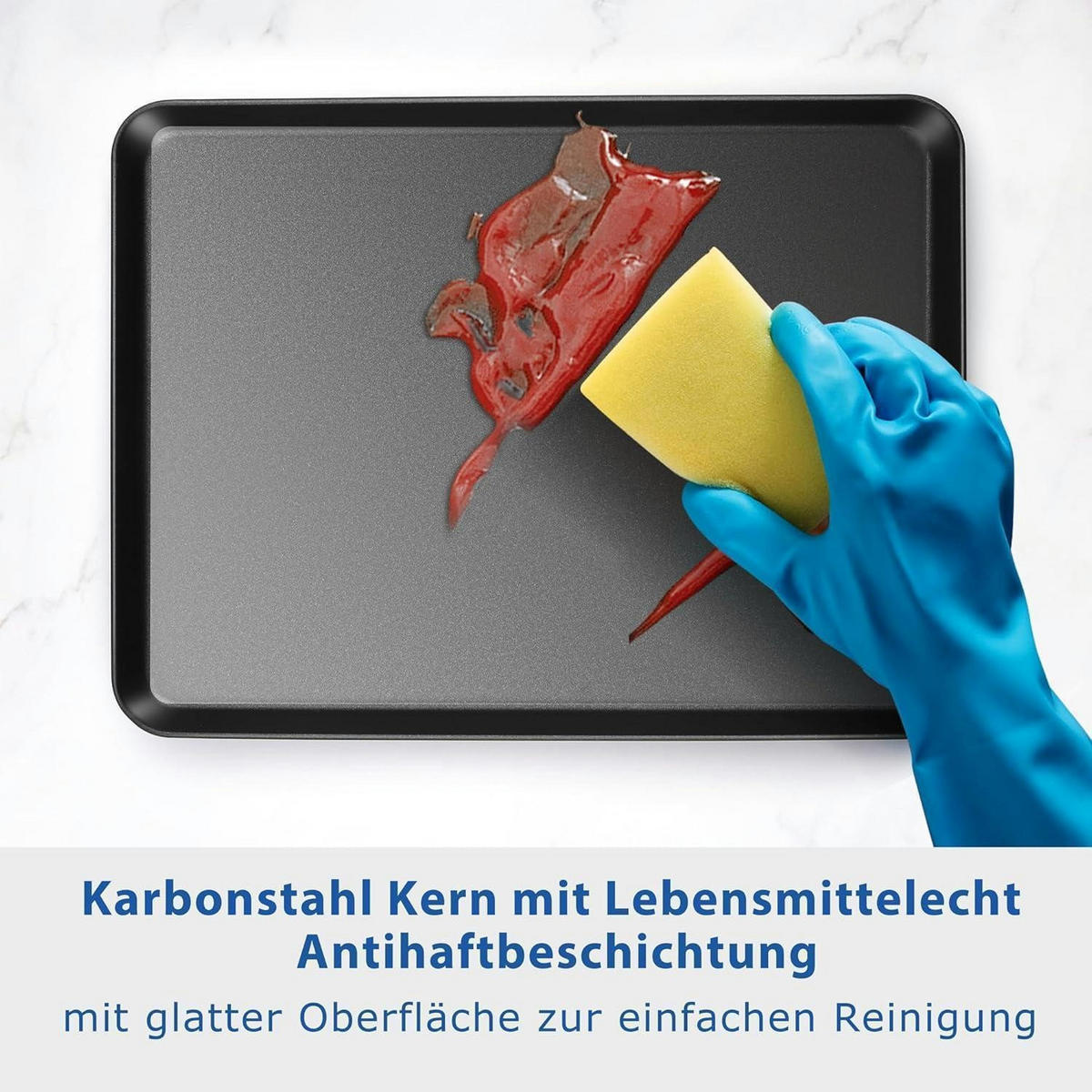 BACKBLECH rechteckig mit Antihaftbeschichtung 31,5 x 24,5 x 2,5 cm Schwarz - Schwarz, Metall (24.3/2.5/31.5cm)